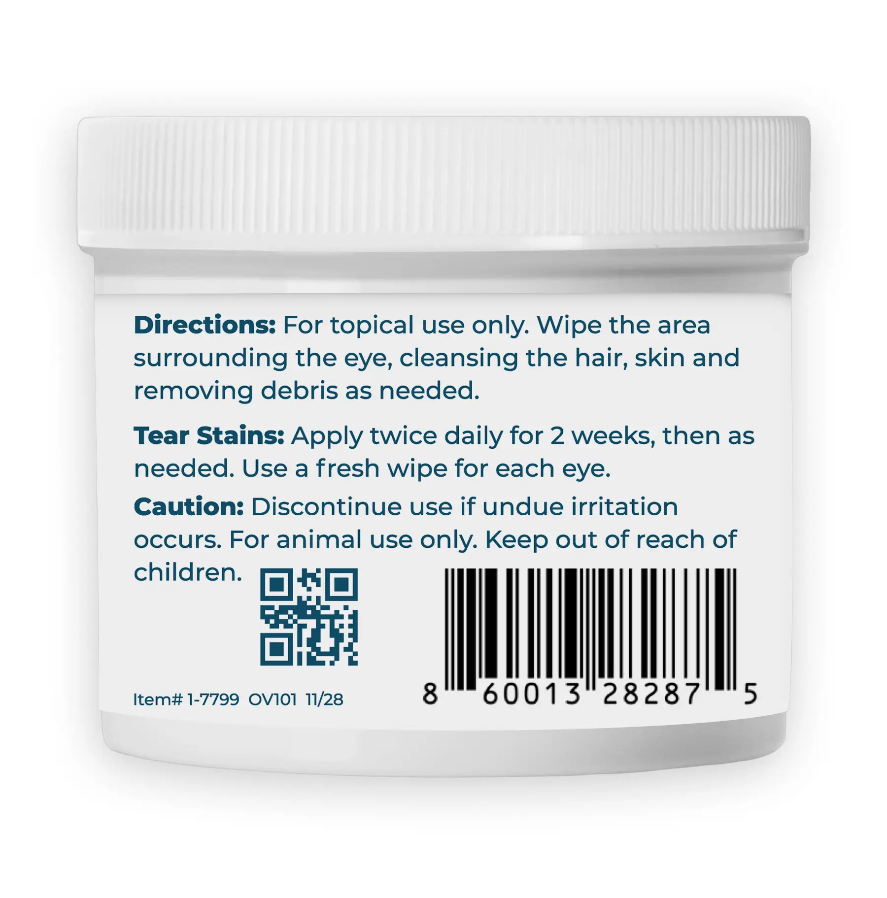 Ocluvet Tear Stain Wipe Back Label